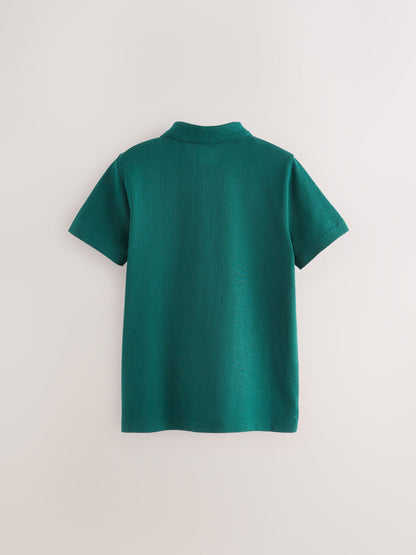 Dsiney Kidz - Dark Green Regular Fit Cotton School Short Sleeve Polo Shirts 2 Pack (3-16yrs) image 3