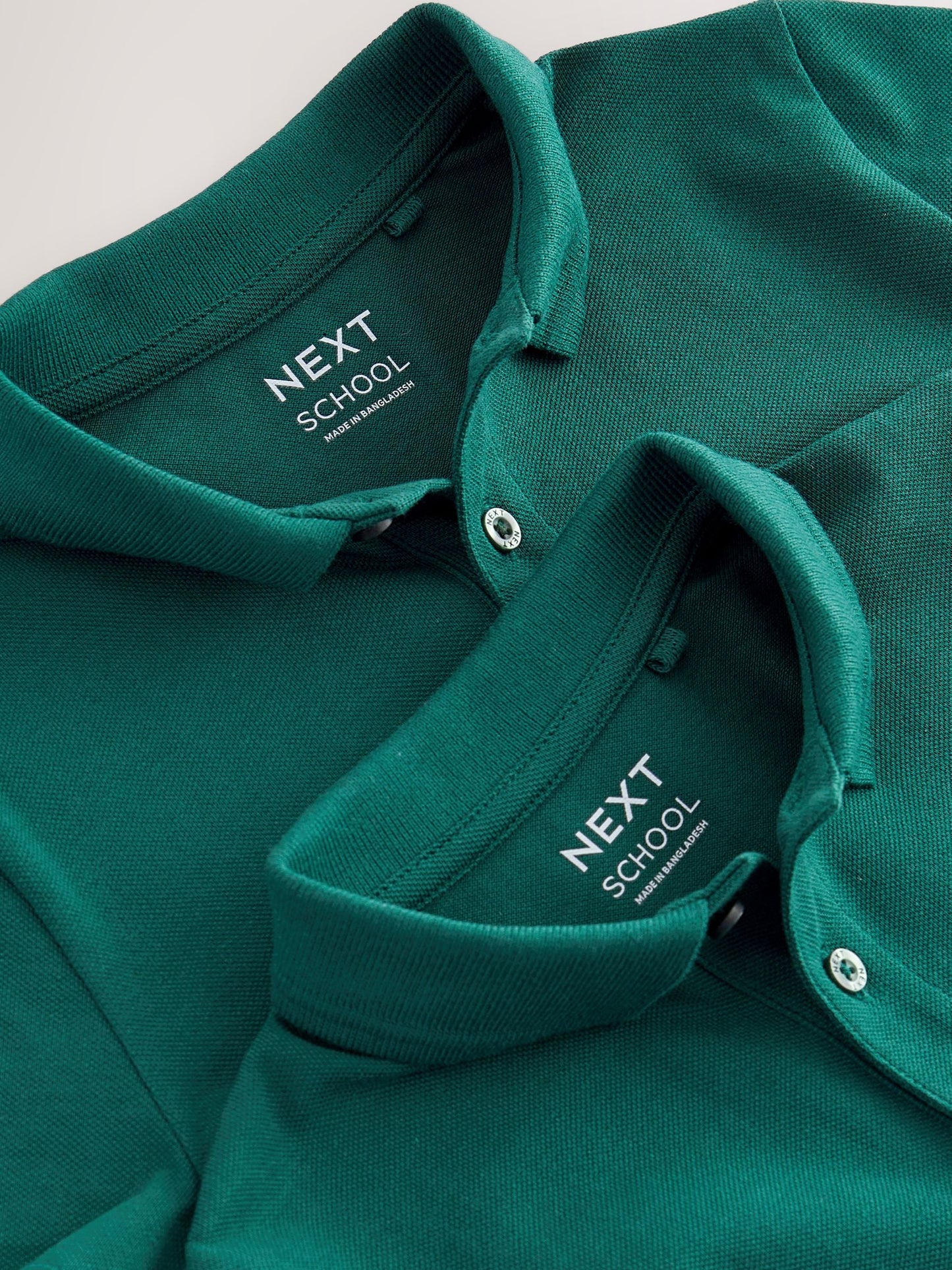 Dsiney Kidz - Dark Green Regular Fit Cotton School Short Sleeve Polo Shirts 2 Pack (3-16yrs) image 5