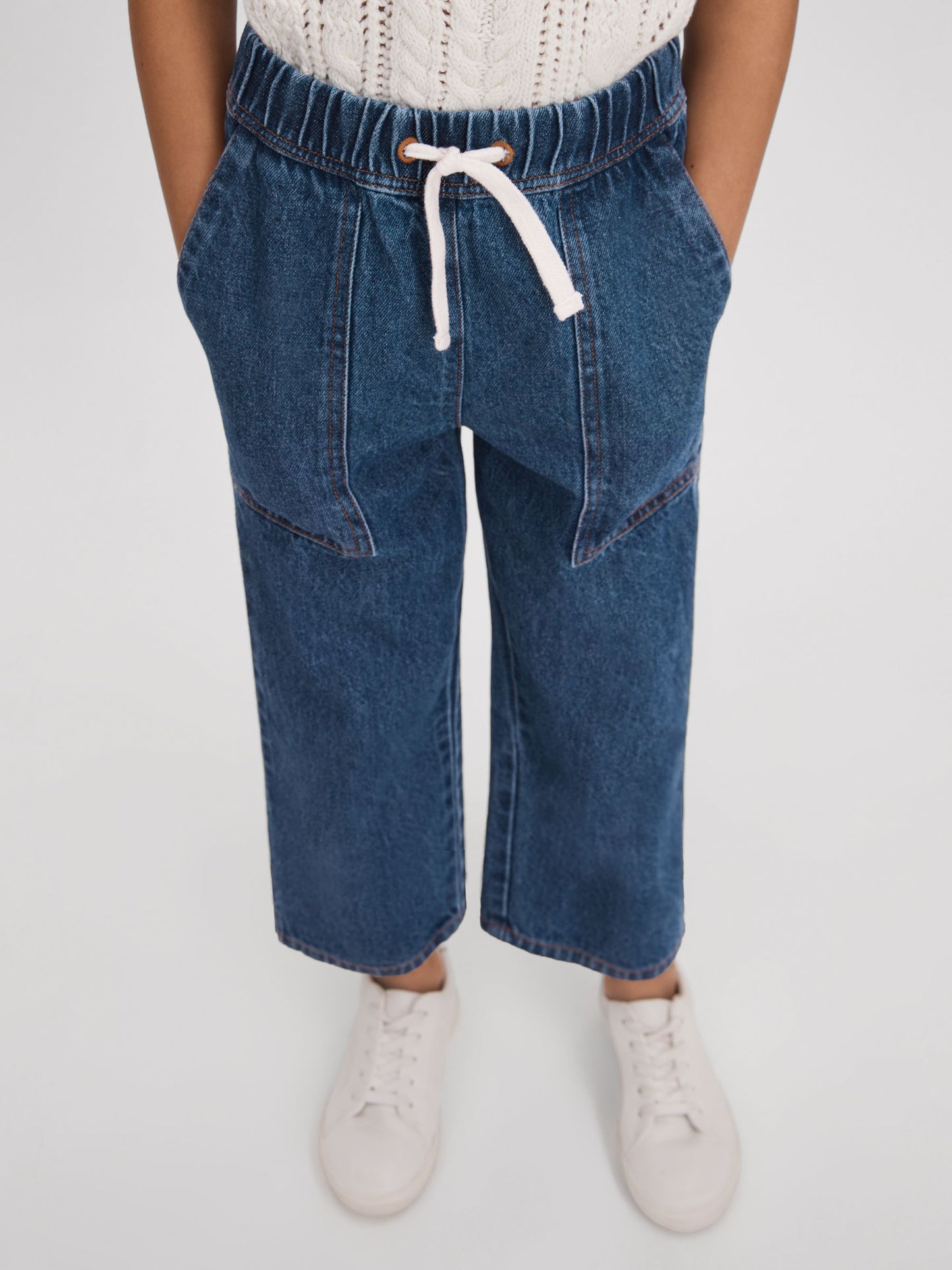 Dsiney Kidz - Reiss Blue Marloe 9-13 yrs Drawstring Waist Straight Leg Jeans image 1