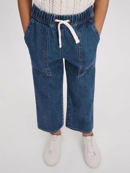 Dsiney Kidz - Reiss Blue Marloe 9-13 yrs Drawstring Waist Straight Leg Jeans image 1