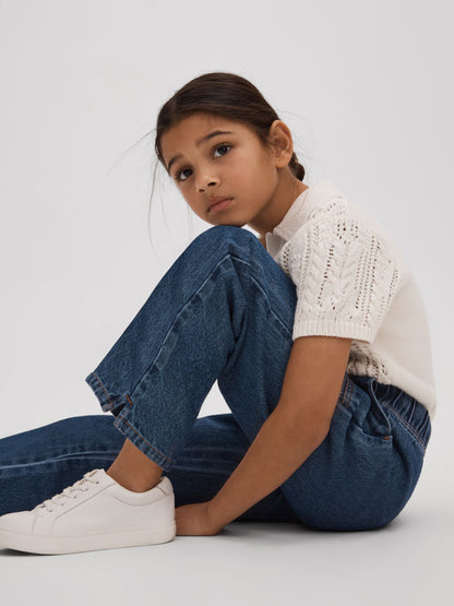 Dsiney Kidz - Reiss Blue Marloe 9-13 yrs Drawstring Waist Straight Leg Jeans image 3