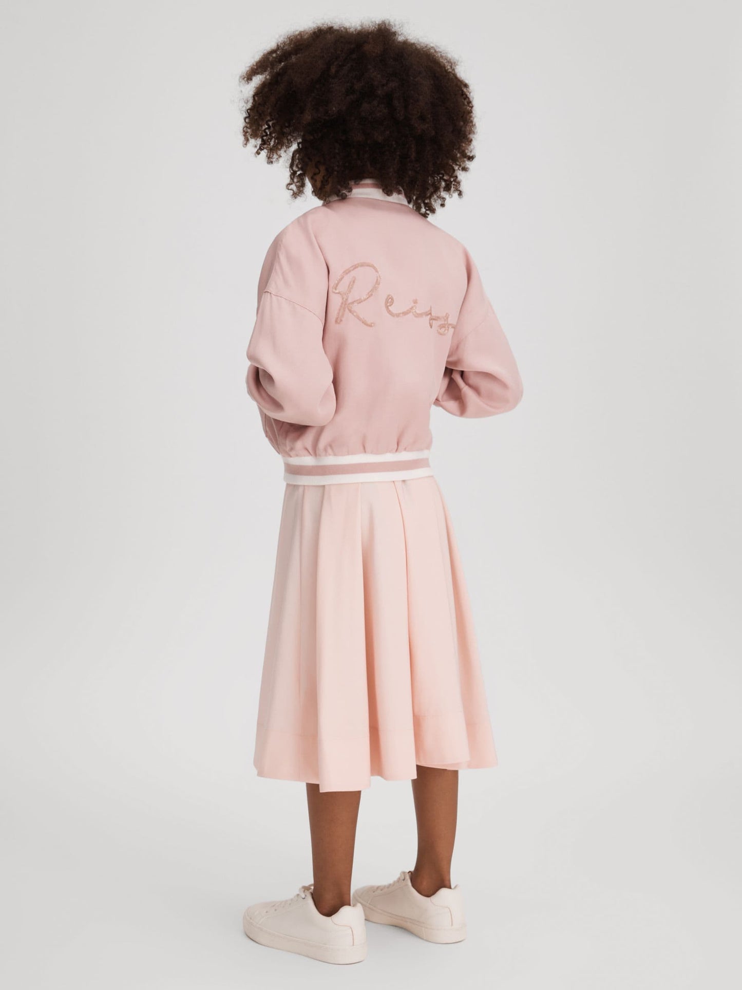 Dsiney Kidz - Reiss Pink Remi 4-9 yrs Colourblock Varsity Bomber Jacket image 1