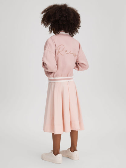 Dsiney Kidz - Reiss Pink Remi 4-9 yrs Colourblock Varsity Bomber Jacket image 1