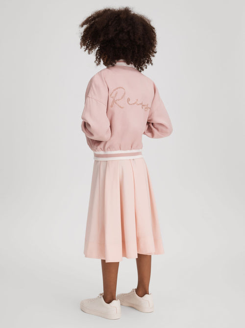 Dsiney Kidz - Reiss Pink Remi 4-9 yrs Colourblock Varsity Bomber Jacket image 1