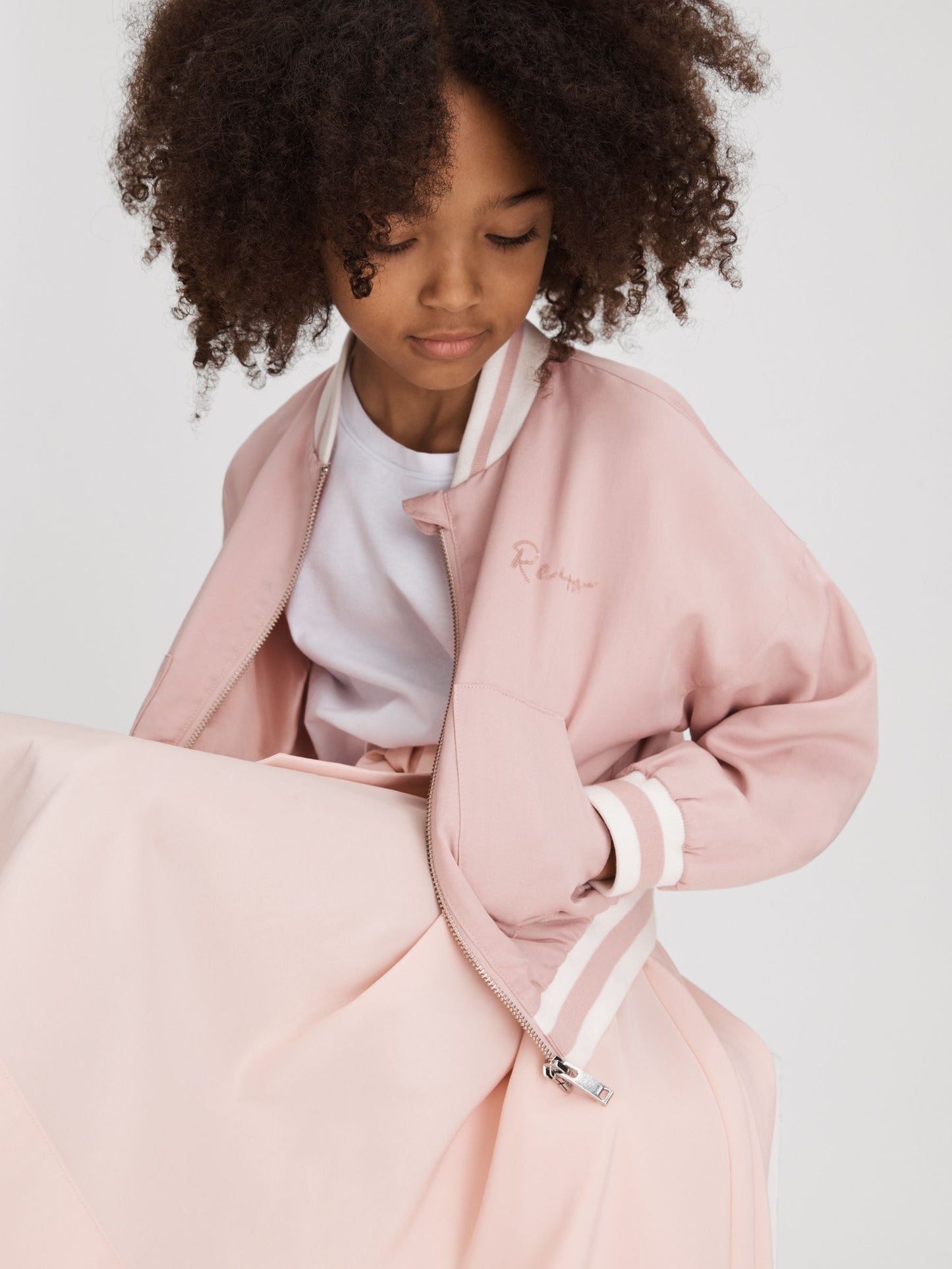Dsiney Kidz - Reiss Pink Remi 4-9 yrs Colourblock Varsity Bomber Jacket image 3