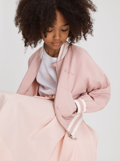 Dsiney Kidz - Reiss Pink Remi 4-9 yrs Colourblock Varsity Bomber Jacket image 3