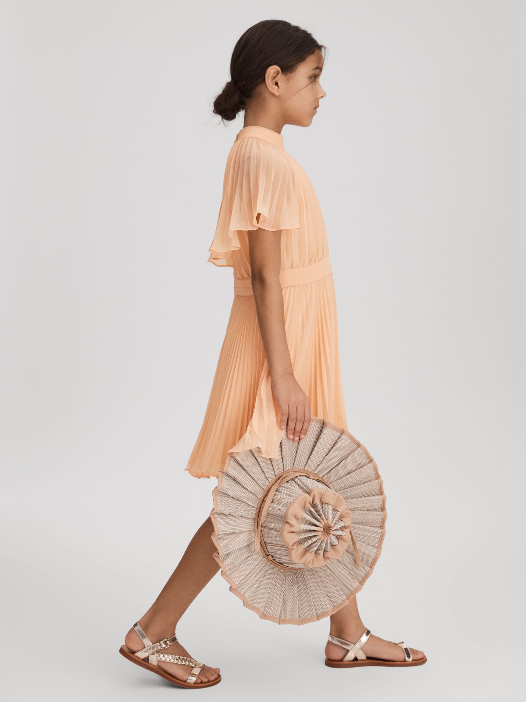 Dsiney Kidz - Reiss Apricot Verity Senior Pleated Cape Sleeve Dress image 1