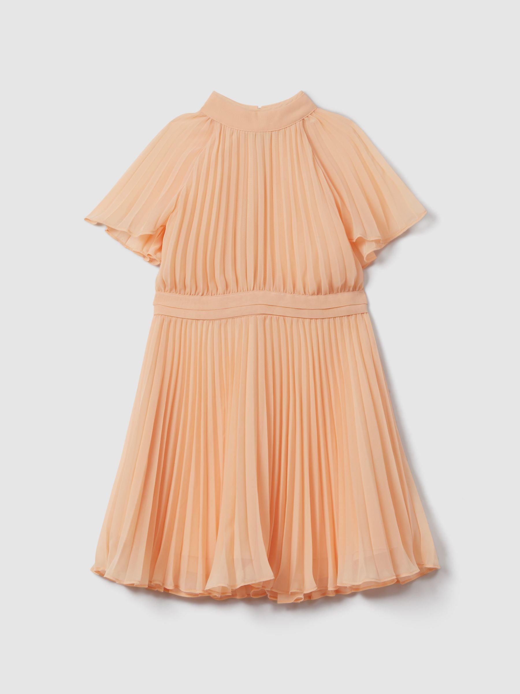 Dsiney Kidz - Reiss Apricot Verity Senior Pleated Cape Sleeve Dress image 2