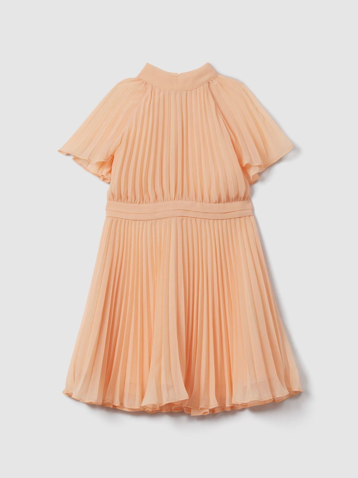 Dsiney Kidz - Reiss Apricot Verity Senior Pleated Cape Sleeve Dress image 2
