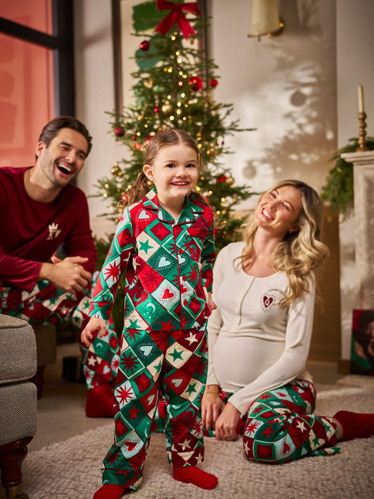 Seraphine Green & Red Print Celestial Family Matching Christmas Pyjama Set (1-6yrs) - image 1