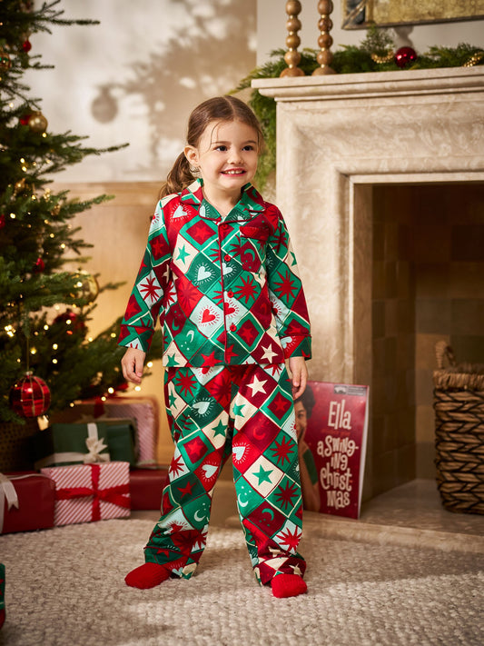 Seraphine Green & Red Print Celestial Family Matching Christmas Pyjama Set (1-6yrs) - image 2