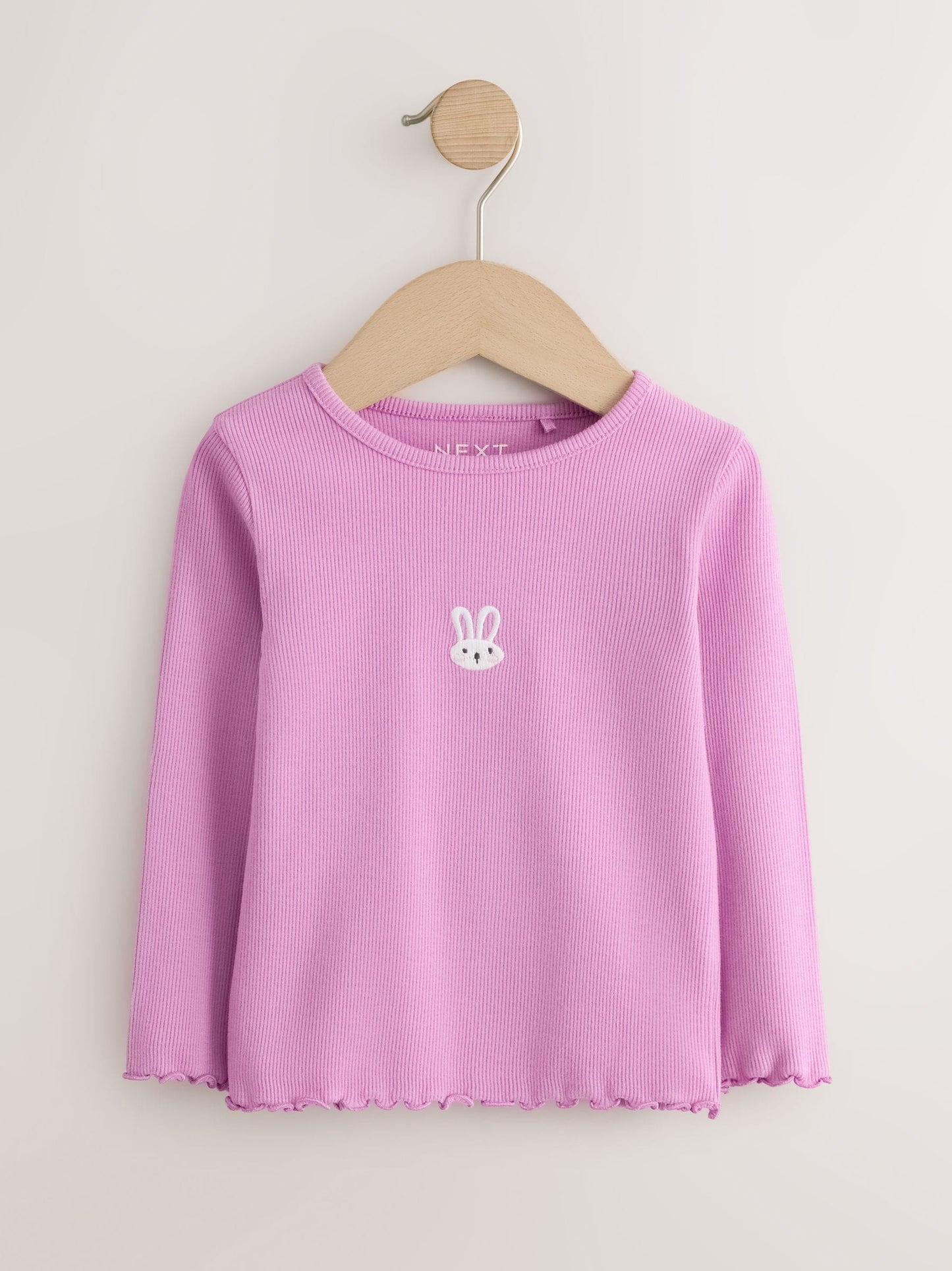 Dsiney Kidz - Pink Bunny Embroidery Rib Long Sleeve T-Shirt (3mths-7yrs) image 1