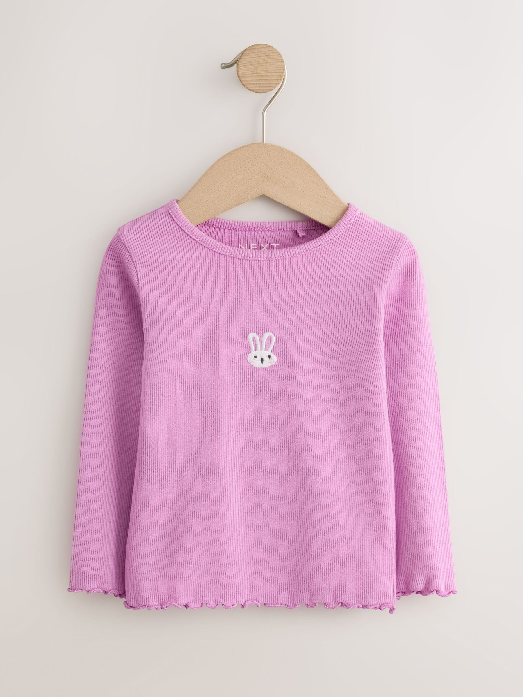 Dsiney Kidz - Pink Bunny Embroidery Rib Long Sleeve T-Shirt (3mths-7yrs) image 1