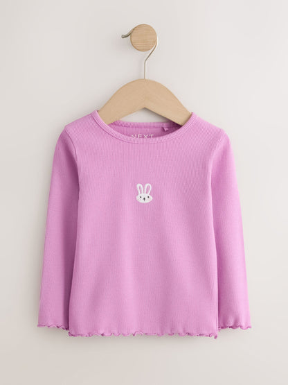 Dsiney Kidz - Pink Bunny Embroidery Rib Long Sleeve T-Shirt (3mths-7yrs) image 1