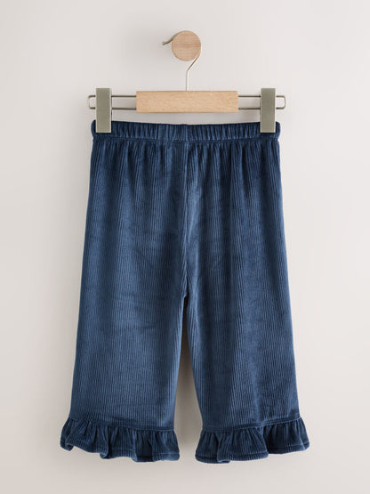 Navy Corduroy Wide Leg Frill Trousers (3mths-7yrs) - image 2