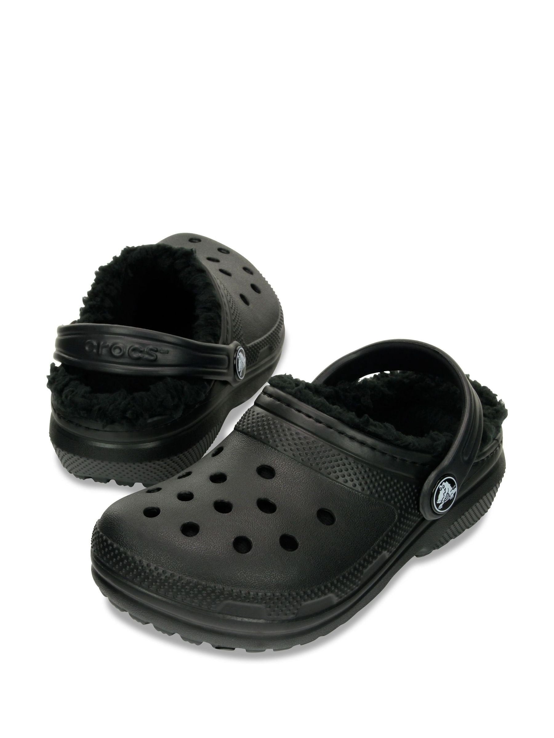 Crocs Black Fluffy Kids Lined Clogs image 2