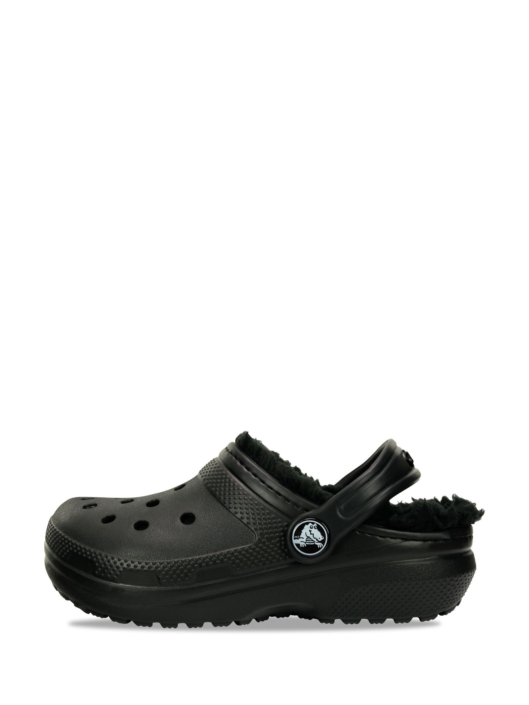 Crocs Black Fluffy Kids Lined Clogs image 4