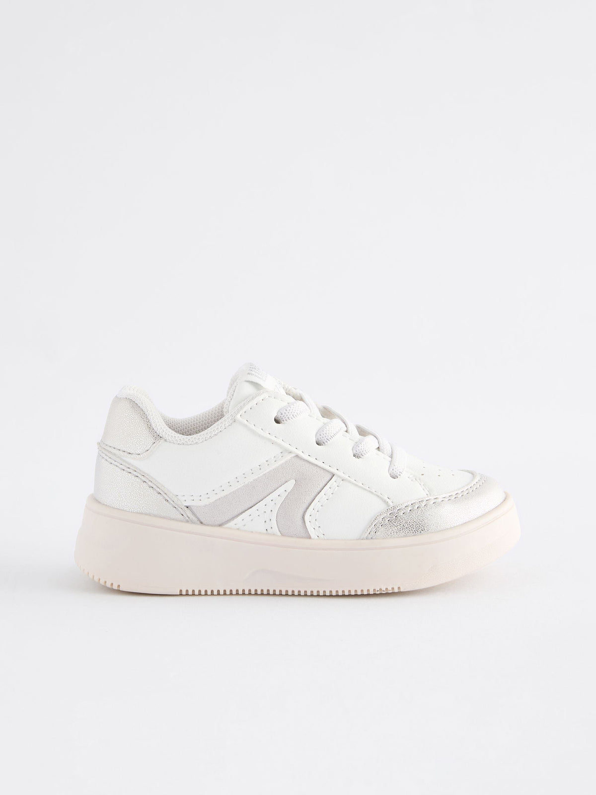 White Silver Chunky Elastic Lace-Up Trainers image 3