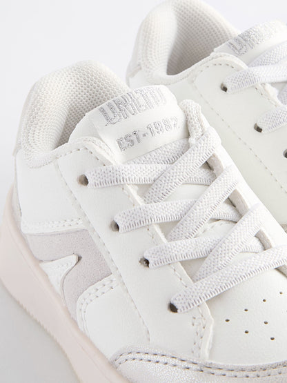 White Silver Chunky Elastic Lace-Up Trainers image 6