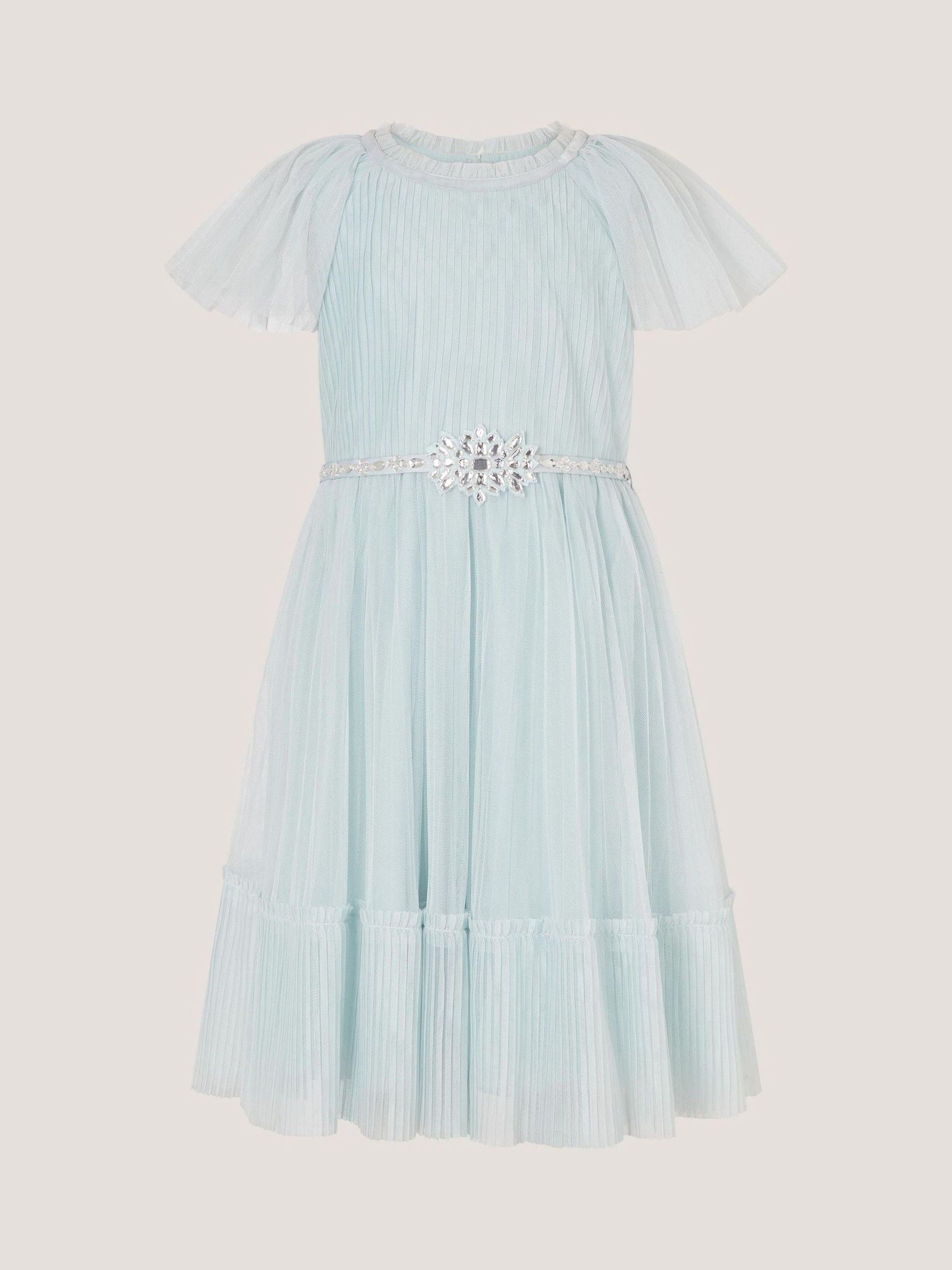 Monsoon Green Sky Embellished Pleated Party Dress image 1