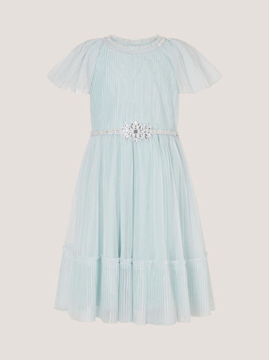 Dsiney Kidz - Monsoon Green Sky Embellished Pleated Party Dress image 2