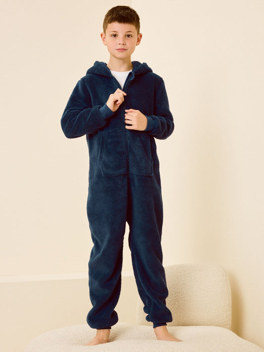 Navy Blue Fleece All-In-One (3-16yrs)