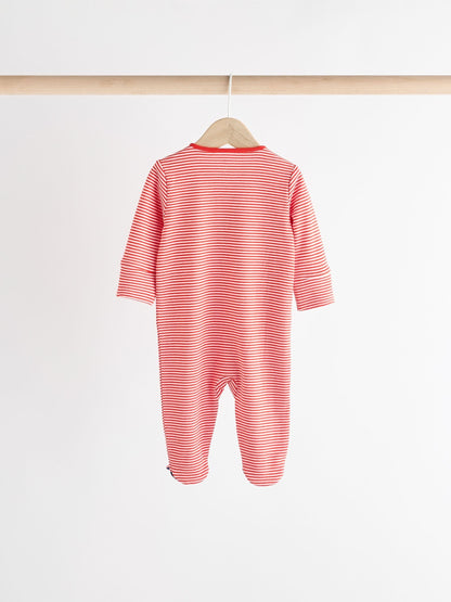 Red/Blue Baby Two Way Zip Sleepsuits 3 Pack (0-2yrs)