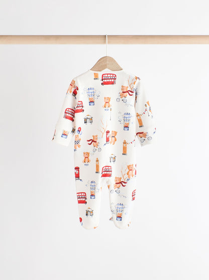 Red/Blue Baby Two Way Zip Sleepsuits 3 Pack (0-2yrs)