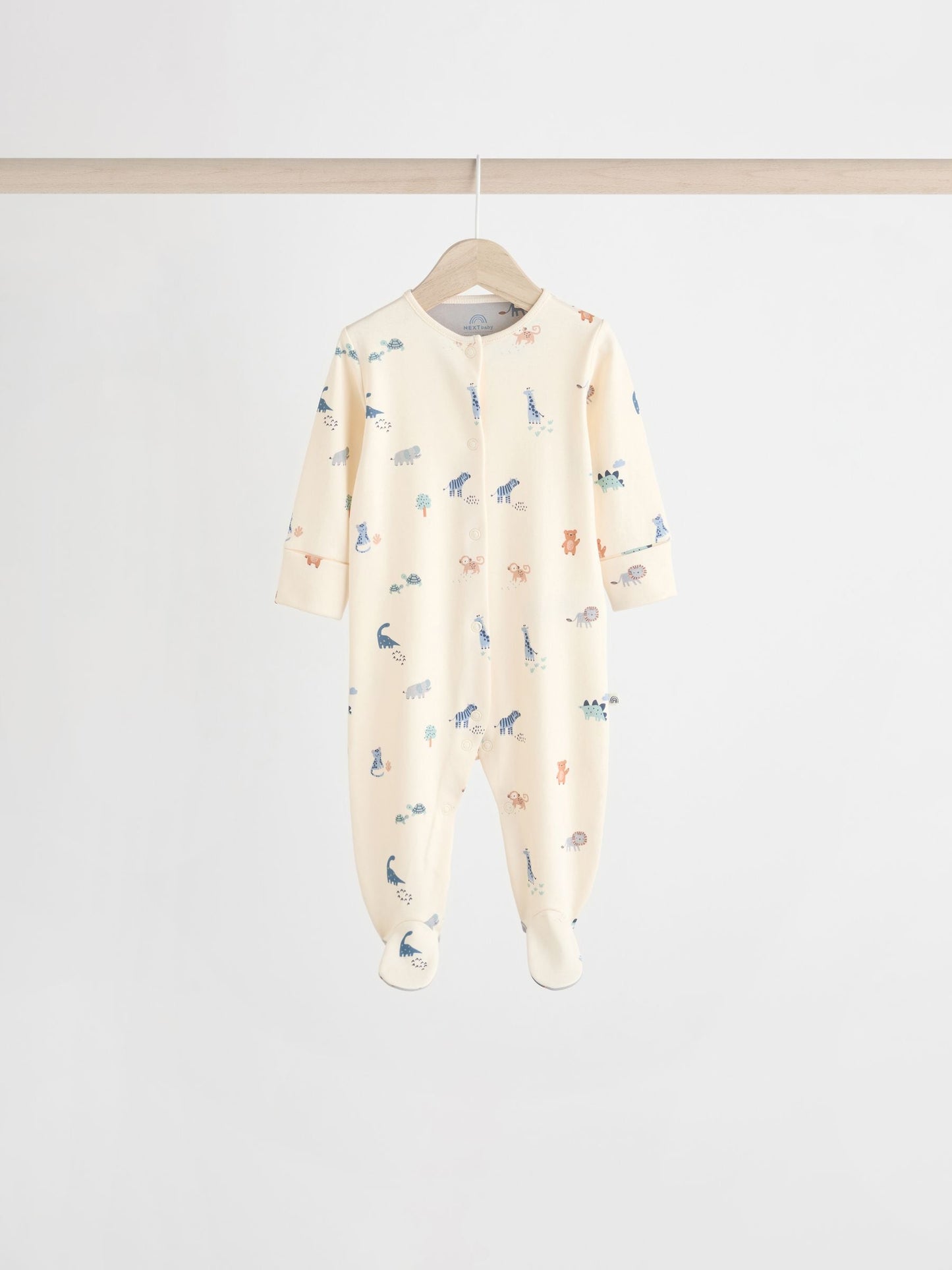 Teal Blue Patterned Baby Sleepsuits 5 Pack (0-2yrs)