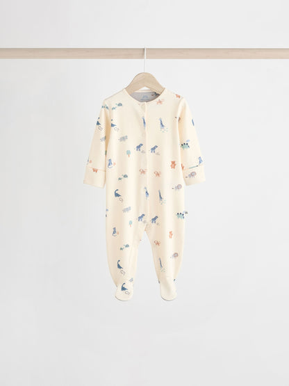 Teal Blue Patterned Baby Sleepsuits 5 Pack (0-2yrs)