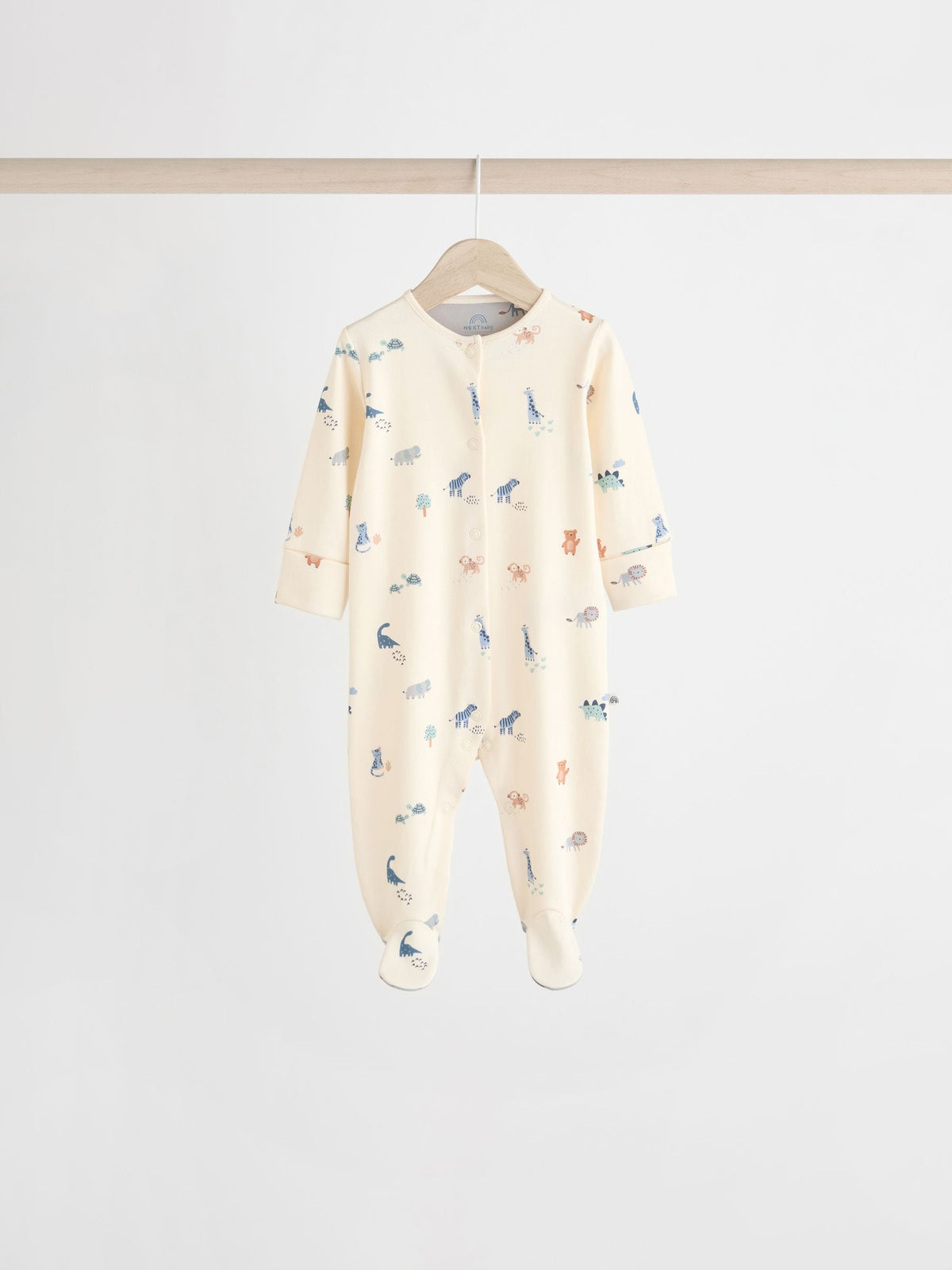 Teal Blue Patterned Baby Sleepsuits 5 Pack (0-2yrs) image 2