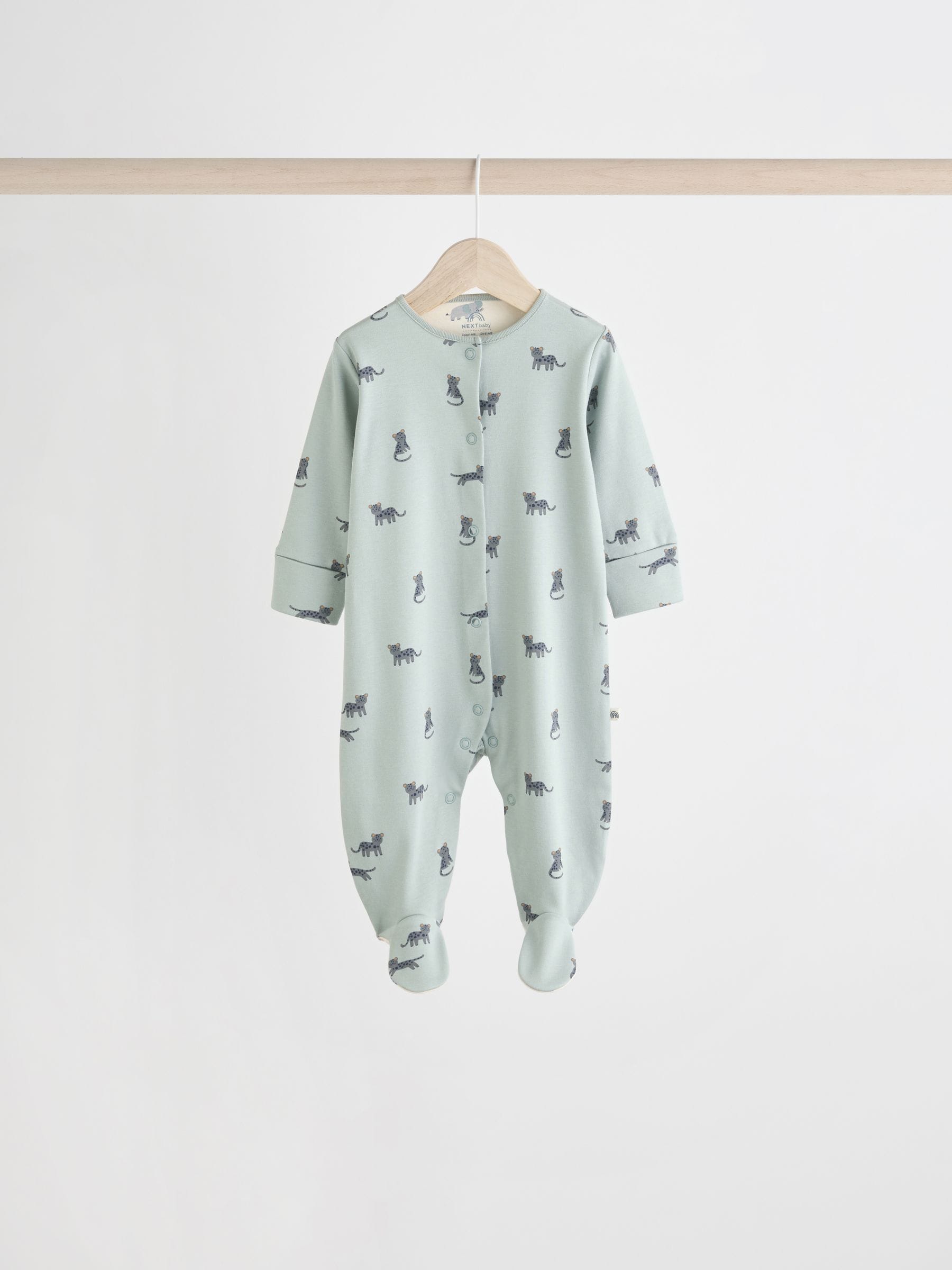 Teal Blue Patterned Baby Sleepsuits 5 Pack (0-2yrs) image 3