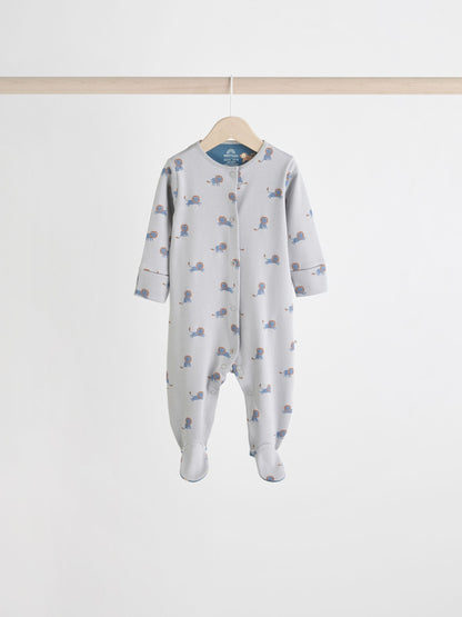 Teal Blue Patterned Baby Sleepsuits 5 Pack (0-2yrs)