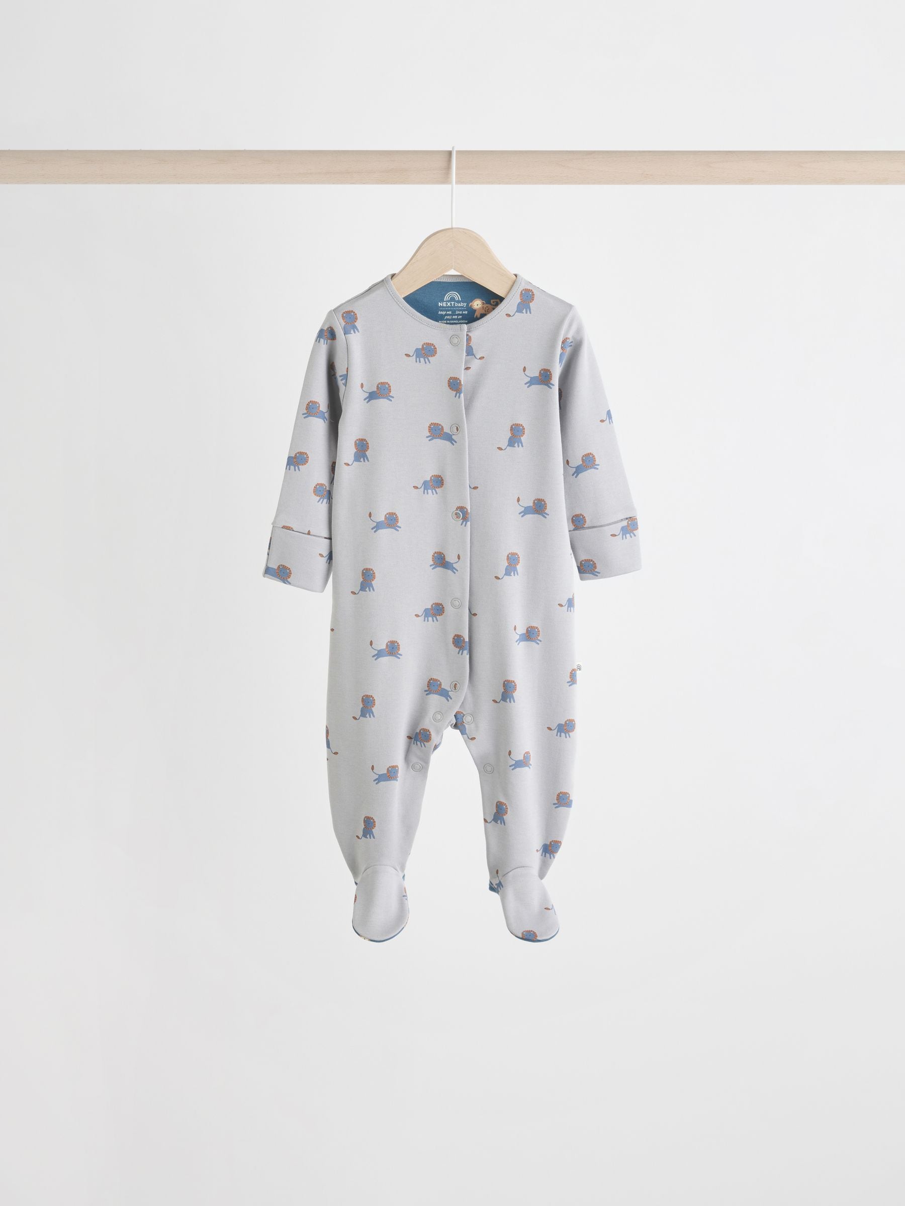 Teal Blue Patterned Baby Sleepsuits 5 Pack (0-2yrs) image 5