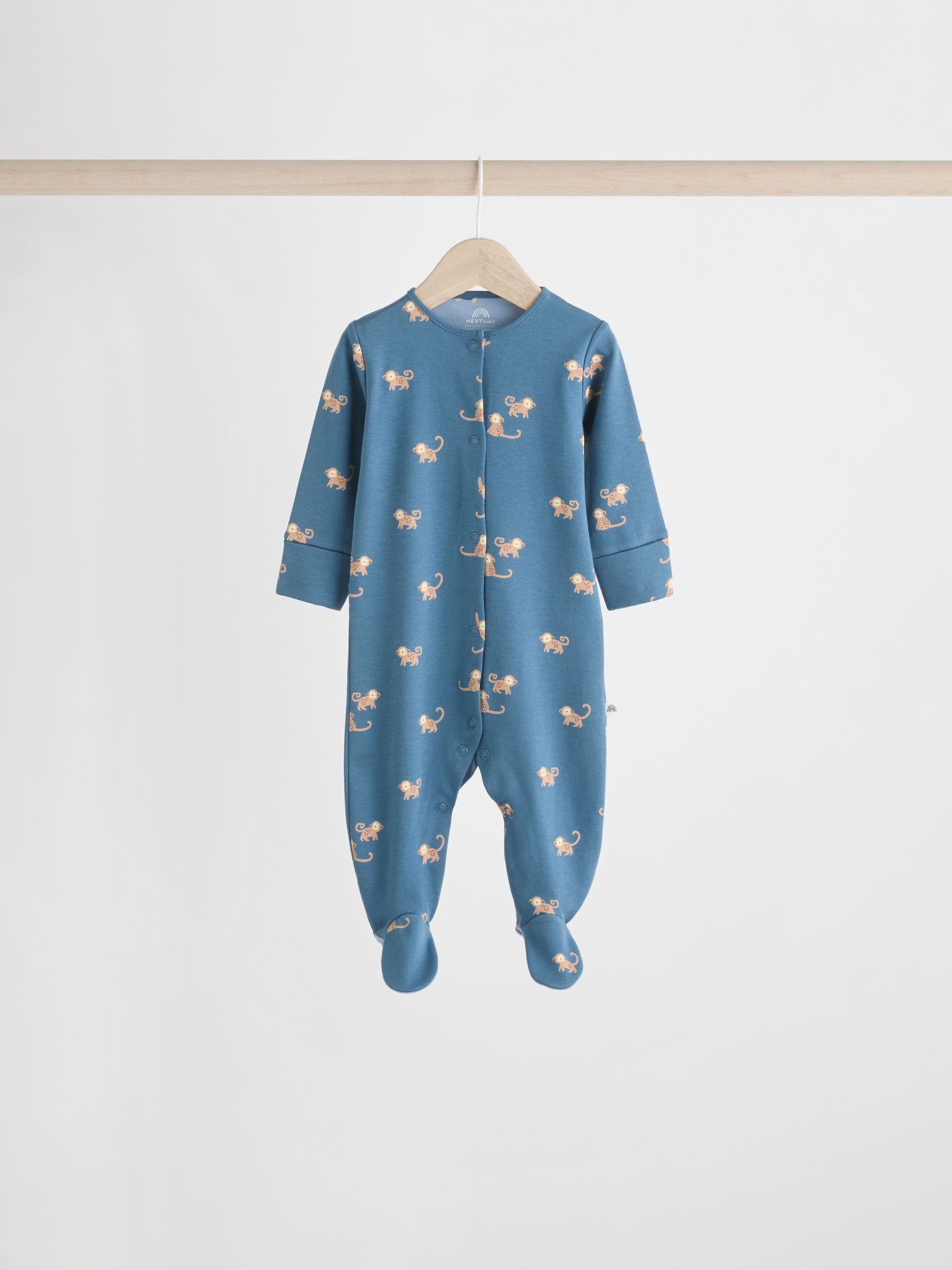 Teal Blue Patterned Baby Sleepsuits 5 Pack (0-2yrs) image 6