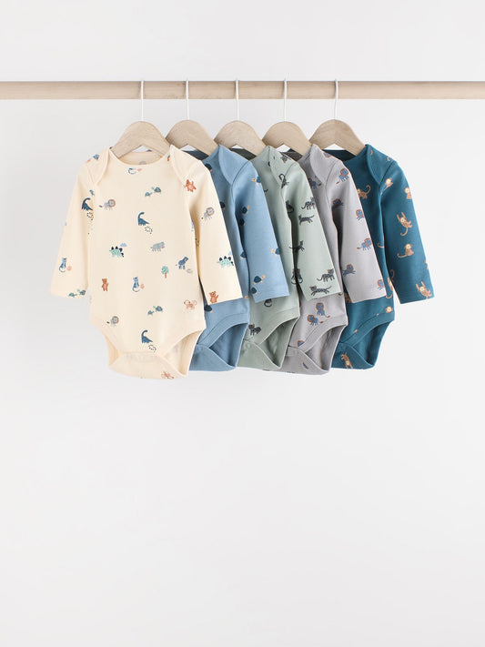 Teal Blue 5 Pack Baby Bodysuits image 1