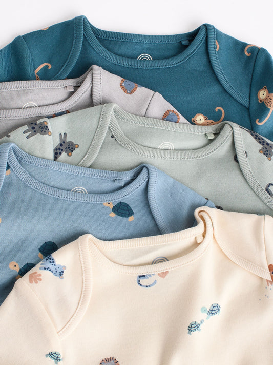 Teal Blue 5 Pack Baby Bodysuits image 3
