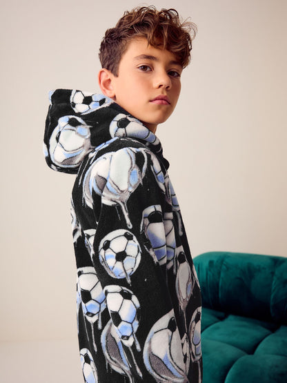 Black Football Fleece All-In-One (3-16yrs)