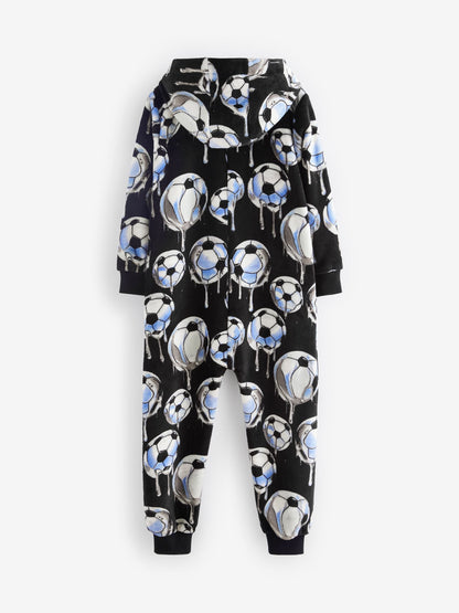 Black Football Fleece All-In-One (3-16yrs)