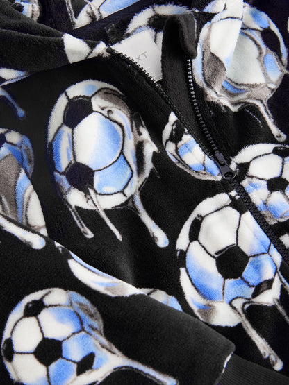 Black Football Fleece All-In-One (3-16yrs)