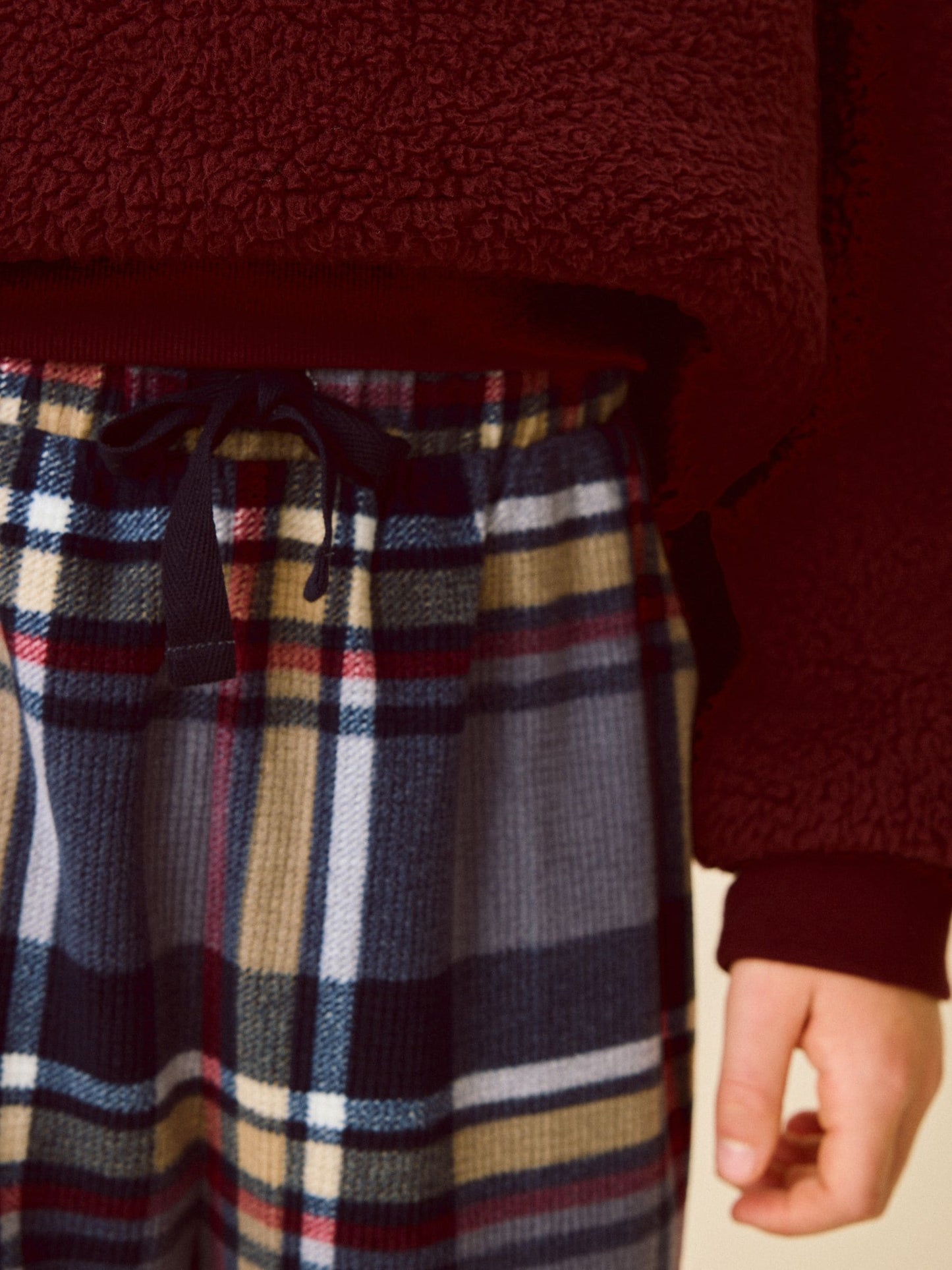 Plum Purple Check Borg Single Pyjamas (3-16yrs)