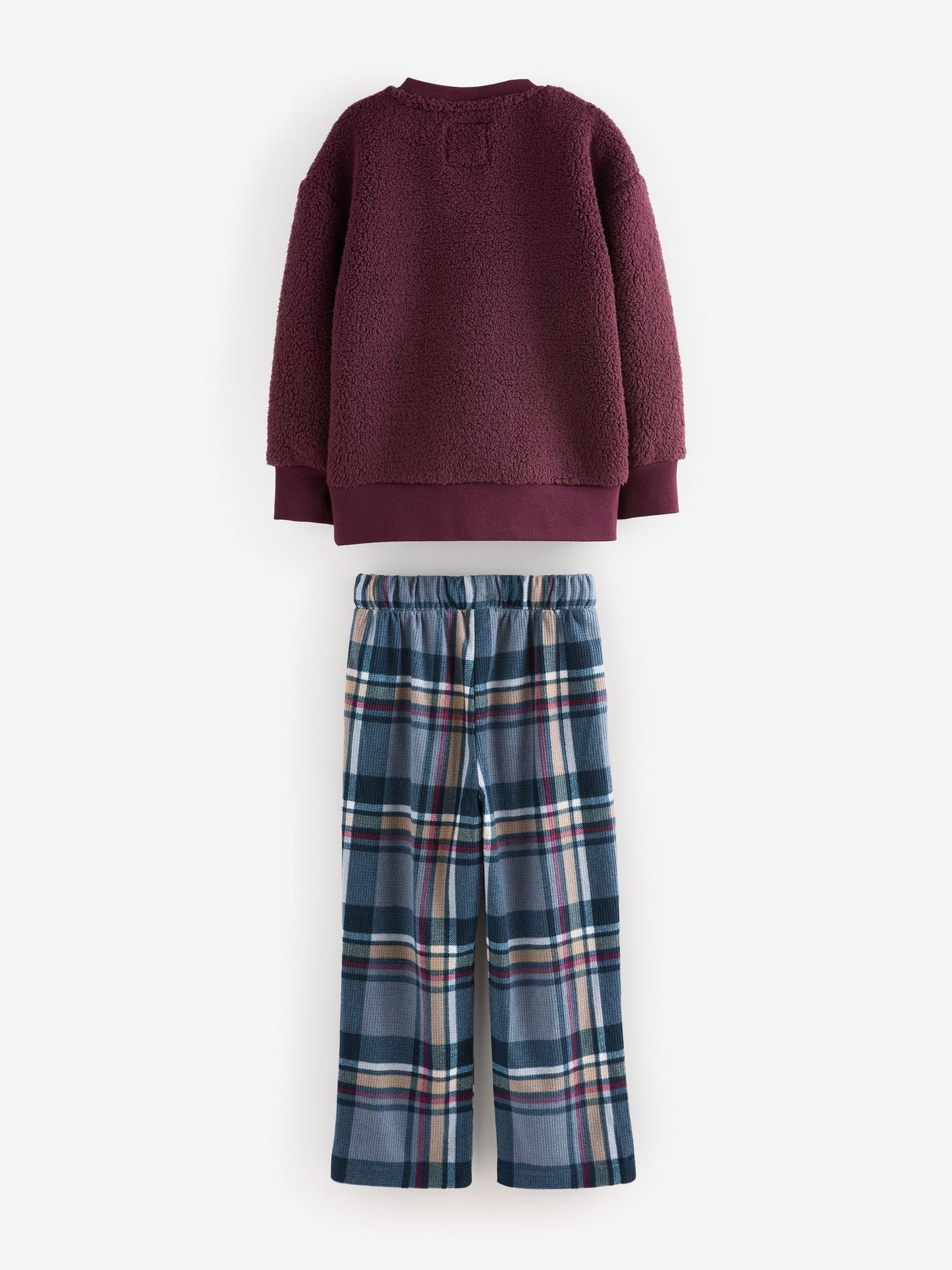 Plum Purple Check Borg Single Pyjamas (3-16yrs)