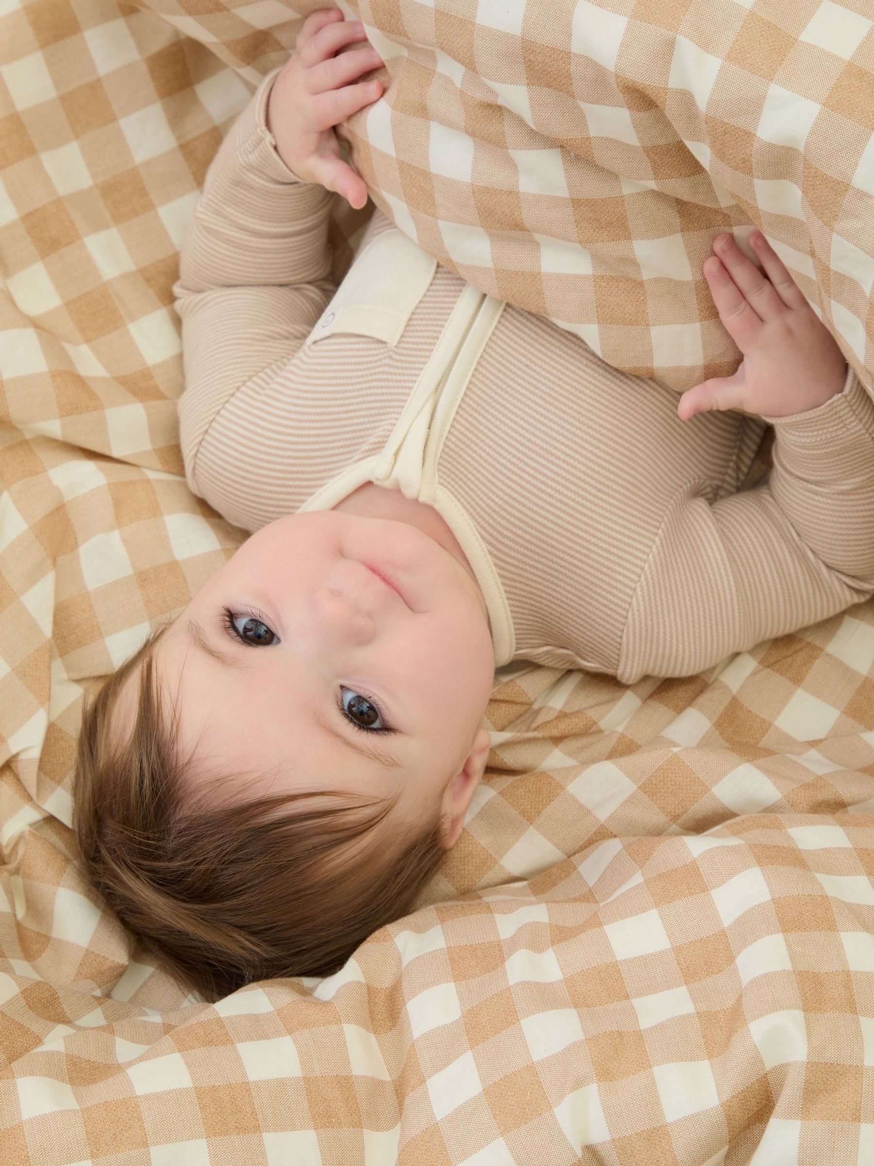 MORI Neutral Stripe 2 Way Zip-Up Clever Sleepsuit image 3