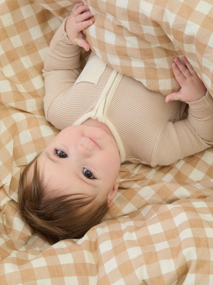 MORI Neutral Stripe 2 Way Zip-Up Clever Sleepsuit image 3