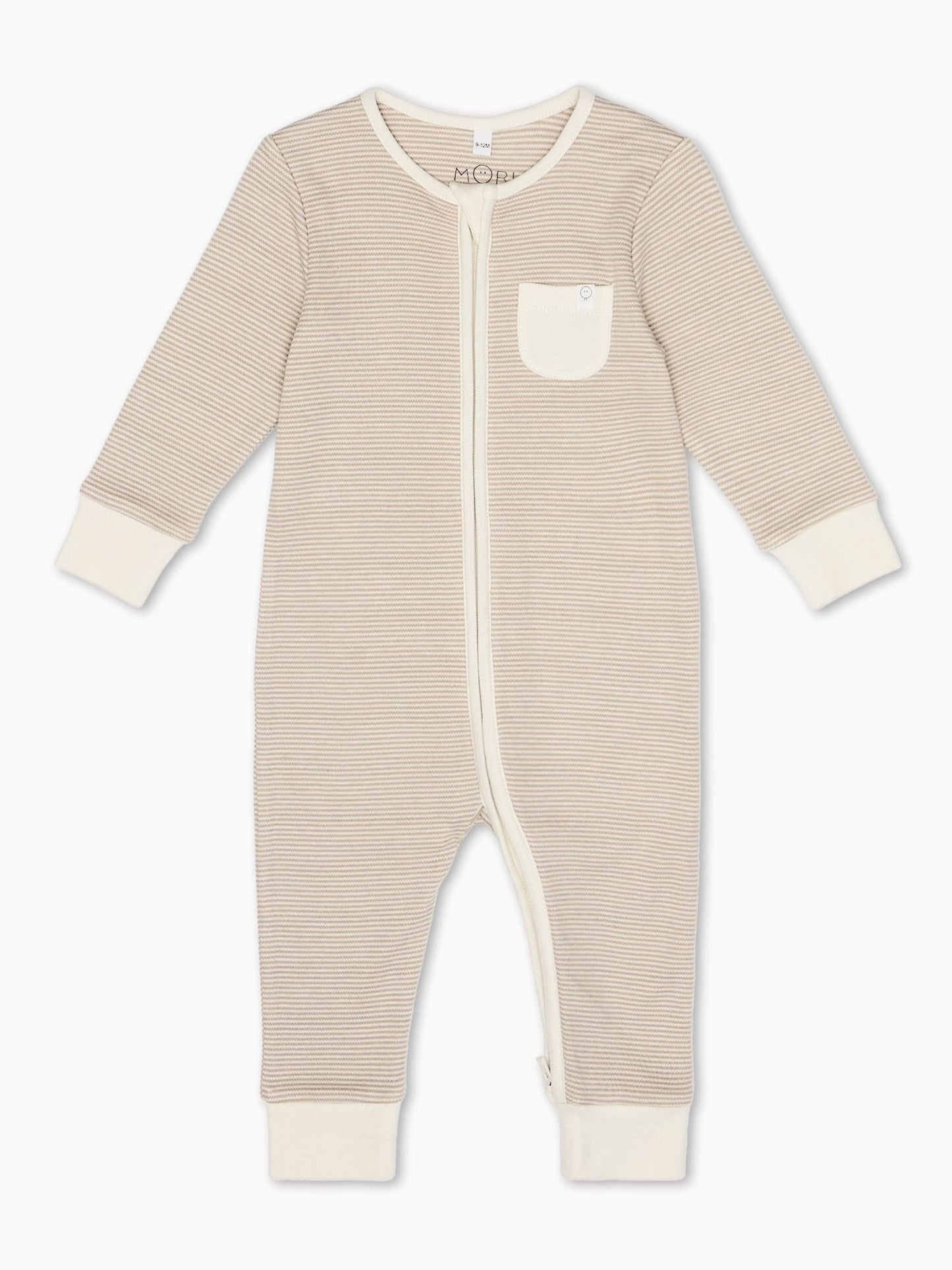 MORI Neutral Stripe 2 Way Zip-Up Clever Sleepsuit image 4