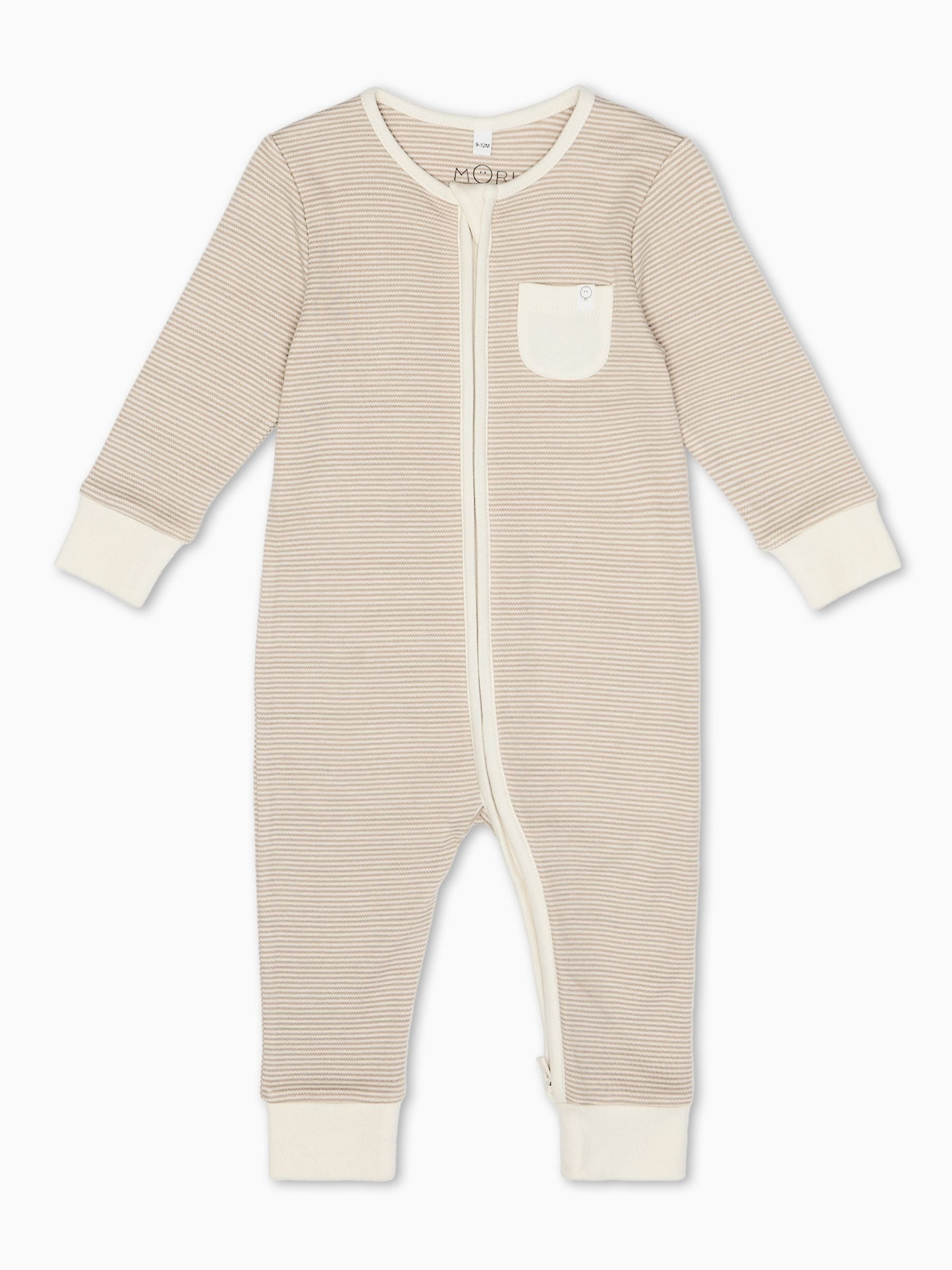 MORI Neutral Stripe 2 Way Zip-Up Clever Sleepsuit image 4