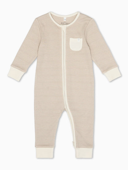 MORI Neutral Stripe 2 Way Zip-Up Clever Sleepsuit image 4