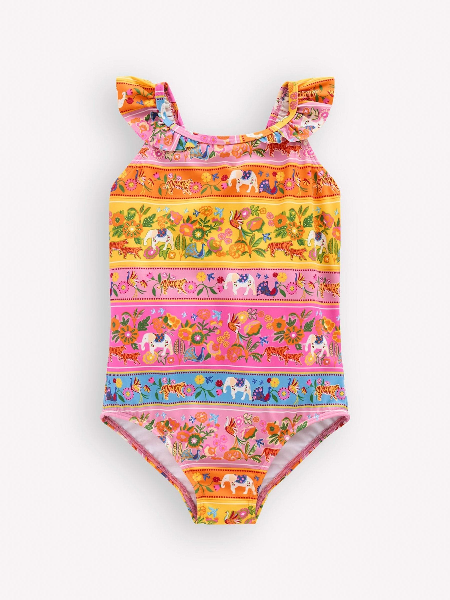 Boden Multi Safari Floral Print Hallie Frill Strap Swimsuit image 1