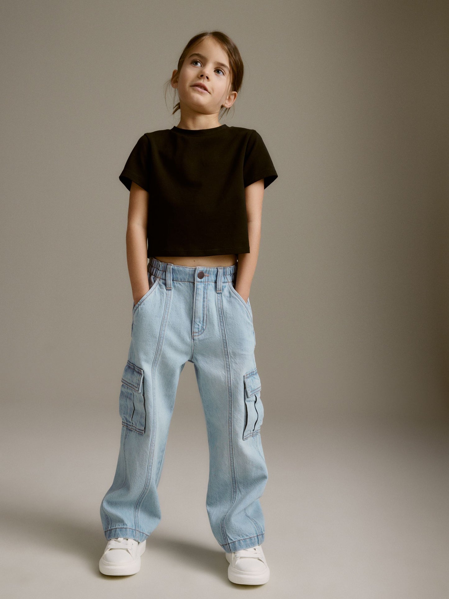 Dsiney Kidz - Light Blue Denim Wide Leg Cargo Jeans (3-16yrs) image 1