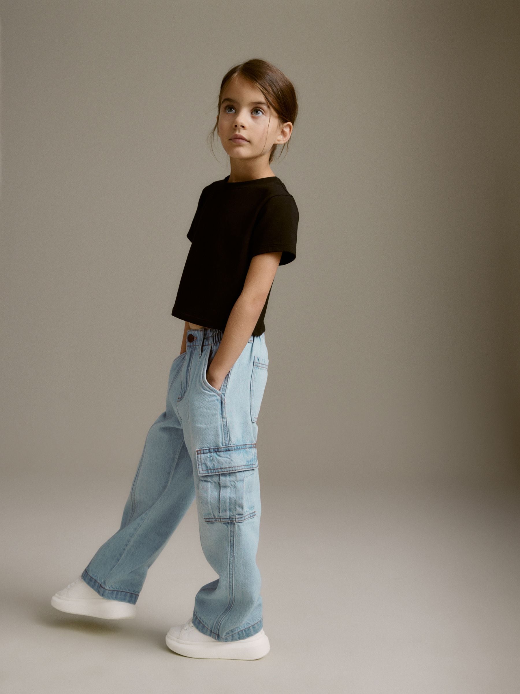 Dsiney Kidz - Light Blue Denim Wide Leg Cargo Jeans (3-16yrs) image 2